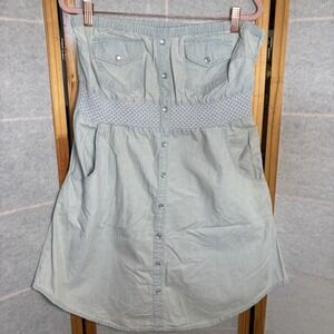 American Rag Cie Strapless‎ Light Wash Sz L Denim Mini Dress Retro Y2K Babydoll